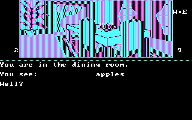 Dallas Quest, The IBM PC/Compatibles Screenshot: Back in the house, here's the dining room...
