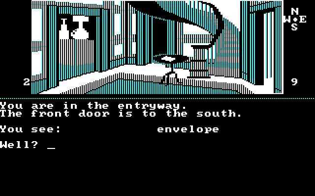 Dallas Quest, The IBM PC/Compatibles Screenshot: Exploring the house...there is an envelope here!