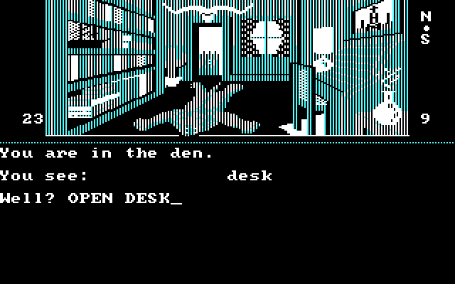 Dallas Quest, The IBM PC/Compatibles Screenshot: Let's see what's in this desk...