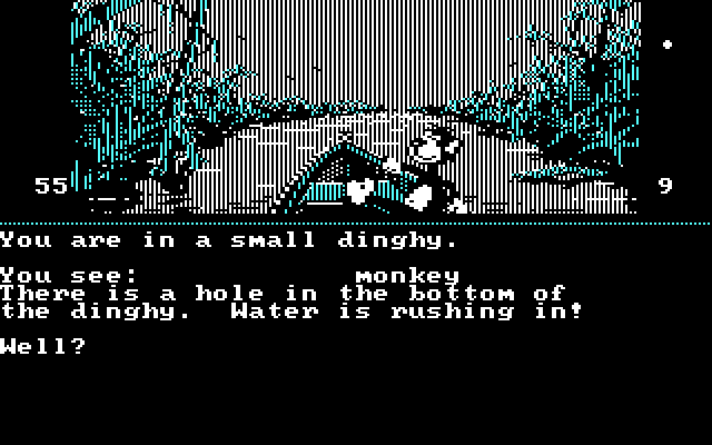 Dallas Quest, The IBM PC/Compatibles Screenshot: This boat will sink if I don't do something fast...