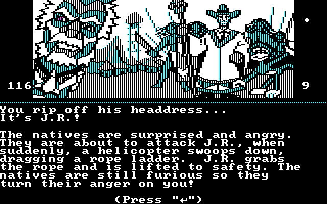 Dallas Quest, The IBM PC/Compatibles Screenshot: Oh no, It's J.R. in disguise!