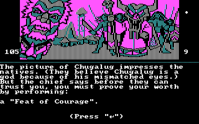 Dallas Quest, The IBM PC/Compatibles Screenshot: The natives are impressed, for the moment...