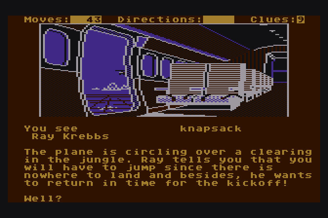 Dallas Quest, The Atari 8-bit Screenshot: It's time to jump into the jungle...