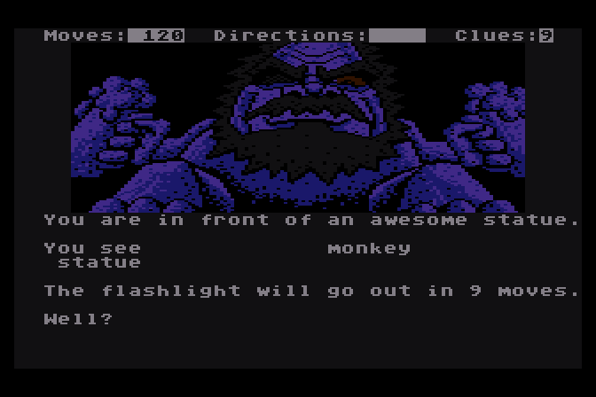 Dallas Quest, The Atari 8-bit Screenshot: This is an awesome statue!