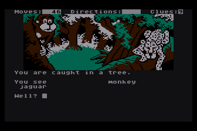 Dallas Quest, The Atari 8-bit Screenshot: Well, this is quite a predicament...