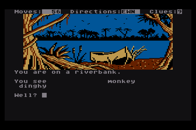Dallas Quest, The Atari 8-bit Screenshot: A boat...that looks useful!