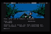 Dallas Quest, The for Atari 8-bit - Uh oh, this boat will sink if I don't act fast!