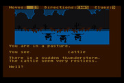 Dallas Quest, The for Atari 8-bit - Uh oh, it's getting stormy!