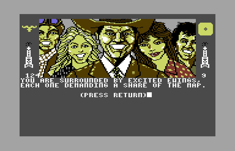 Dallas Quest, The Commodore 64 Screenshot: What do the Ewings want with this map?