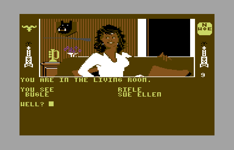 Dallas Quest, The Commodore 64 Screenshot: Game start.