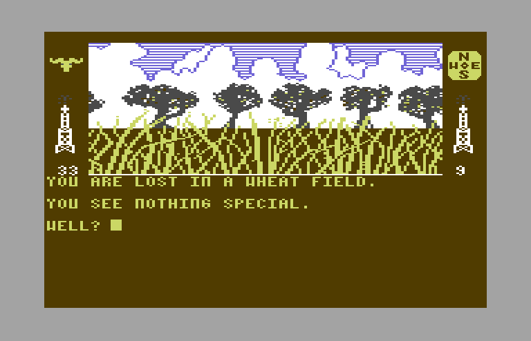 Dallas Quest, The Commodore 64 Screenshot: I am lost...again.