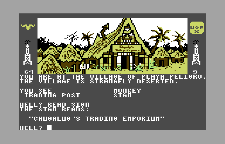 Dallas Quest, The Commodore 64 Screenshot: Welcome to the Trading Emporium!
