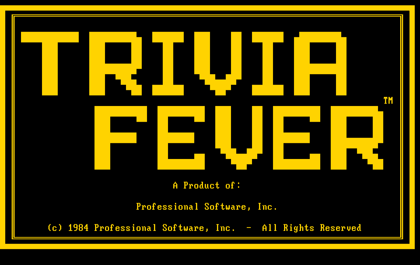 Trivia Fever IBM PC/Compatibles Screenshot: Title screen.