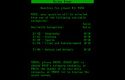 Trivia Fever for IBM PC/Compatibles - Choose a category, or let the computer randomly select one...