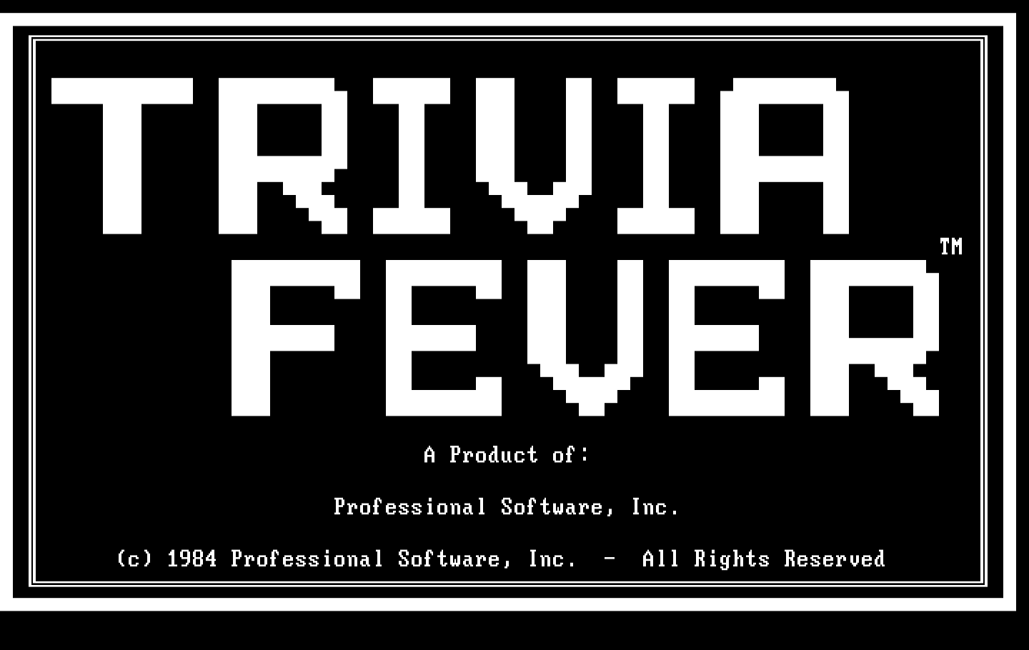 Trivia Fever IBM PC/Compatibles Screenshot: Title screen.