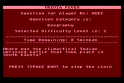 Trivia Fever for Atari 8-bit - And here's the question!