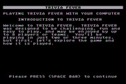 Trivia Fever for Atari 8-bit - First page of the game instructions.