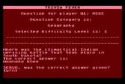 Trivia Fever for Atari 8-bit - Here's the answer; was the correct answer given by the player?