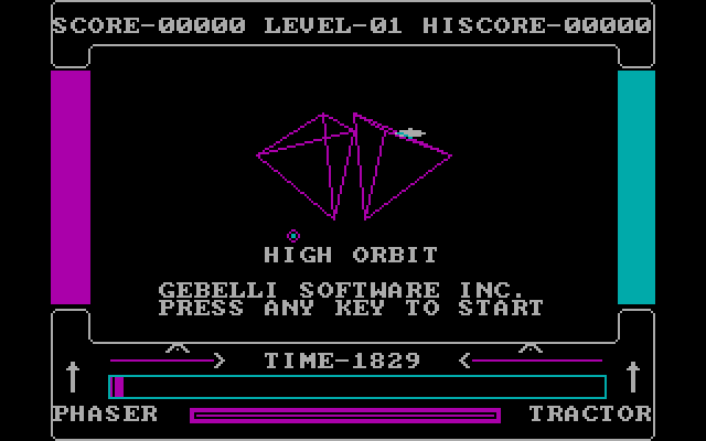 High Orbit IBM PC/Compatibles Screenshot: Title screen.