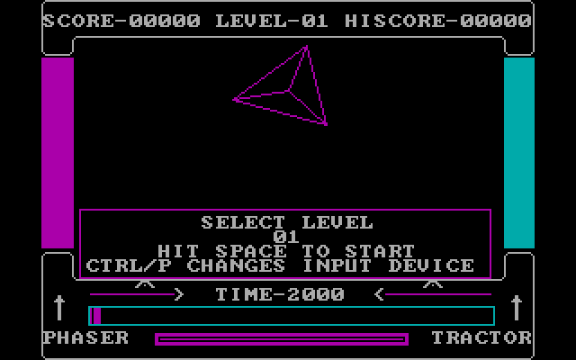 High Orbit IBM PC/Compatibles Screenshot: Select a level and begin!