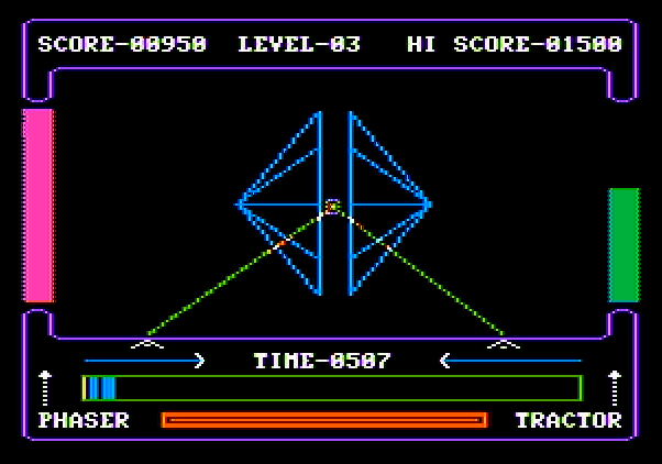 High Orbit Apple II Screenshot: Place the final piece in the center of the resulting structure.