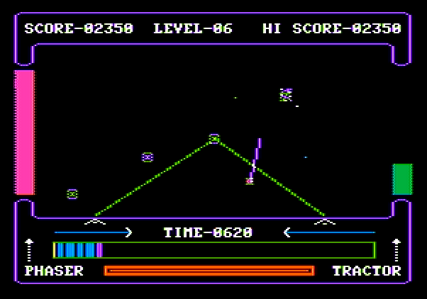 High Orbit Apple II Screenshot: Uh oh, an alien destroyed part of my work...