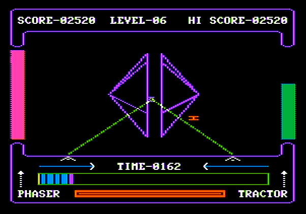 High Orbit Apple II Screenshot: Incoming aliens make this section tougher...
