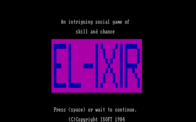 El-Ixir IBM PC/Compatibles Screenshot: Title screen.