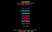 El-Ixir for IBM PC/Compatibles - Main menu; each player can select a color, or select game help.