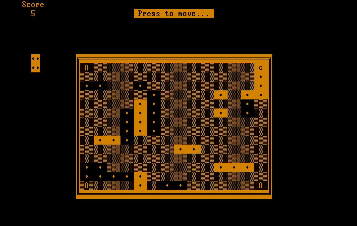 El-Ixir IBM PC/Compatibles Screenshot: Press a key to begin your next move...