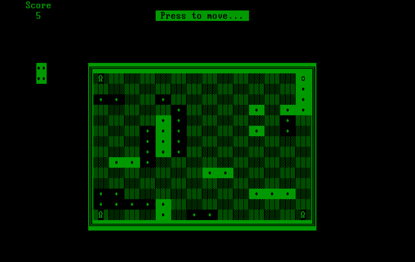 El-Ixir IBM PC/Compatibles Screenshot: Press a key to begin your next move...