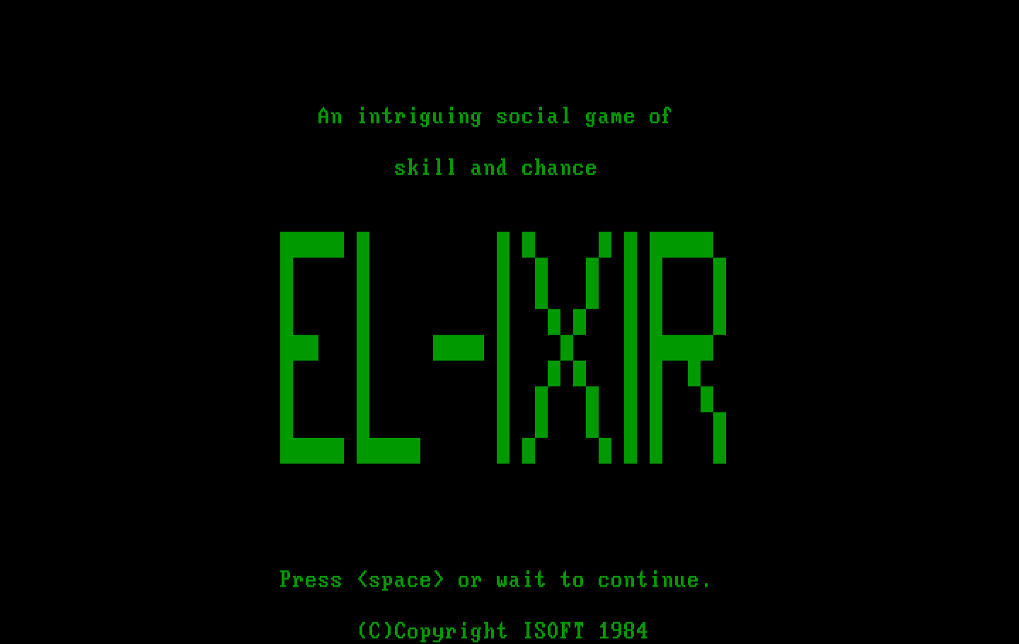 El-Ixir IBM PC/Compatibles Screenshot: Title screen.