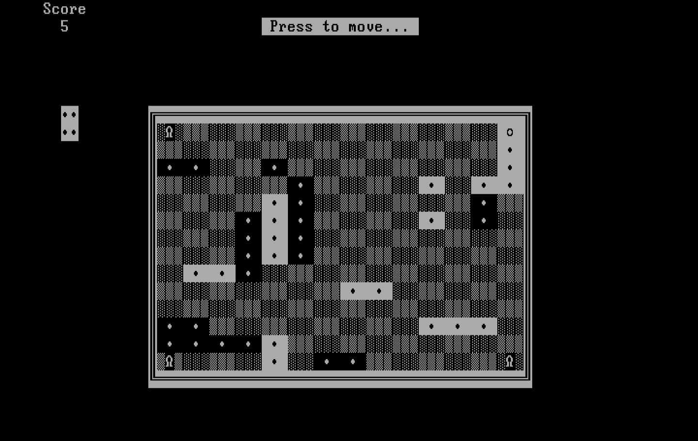 El-Ixir IBM PC/Compatibles Screenshot: Press a key to begin your next move...
