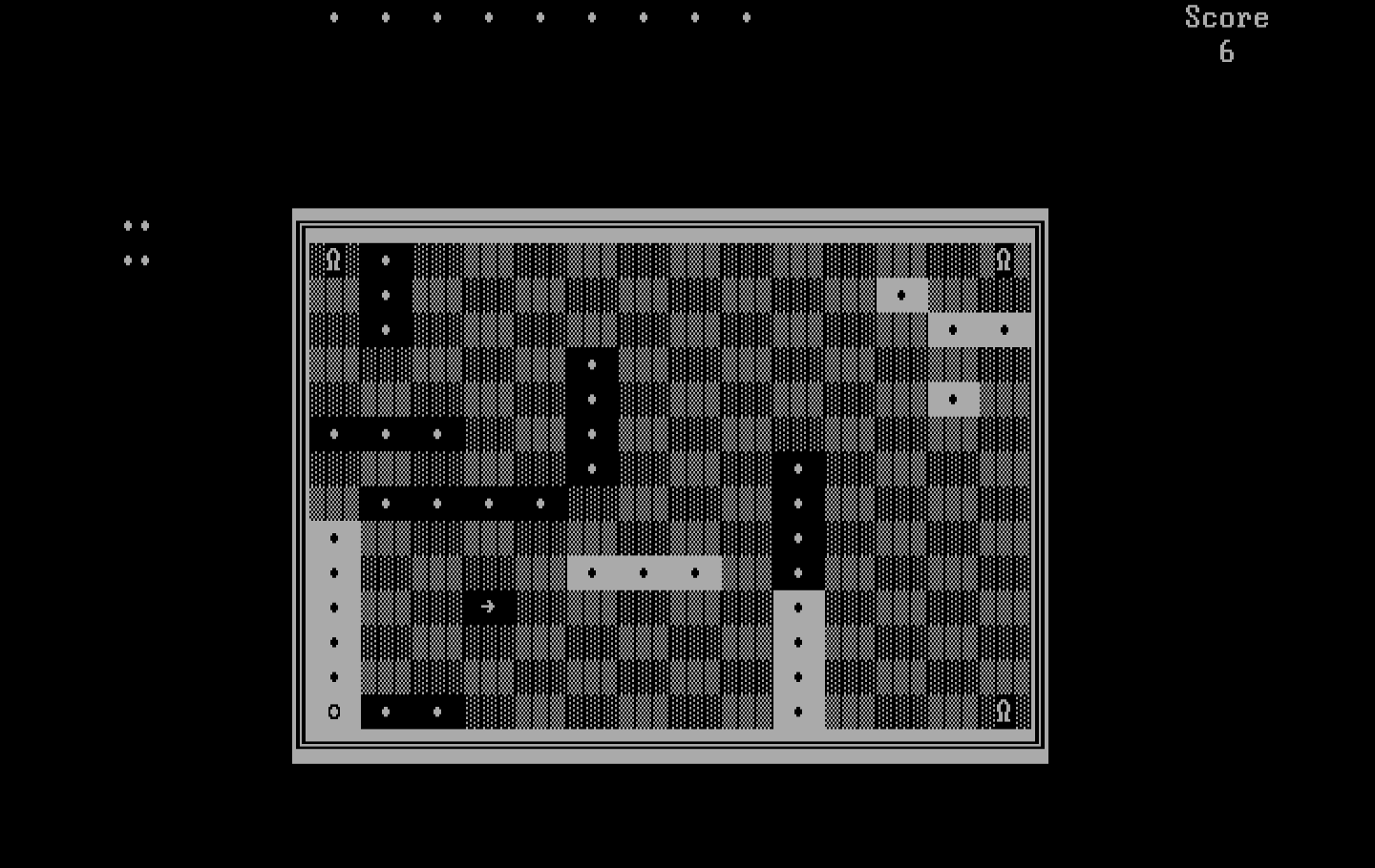 El-Ixir IBM PC/Compatibles Screenshot: The arrow indicates the direction of your next move.