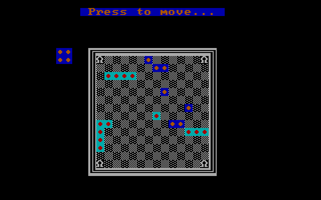 El-Ixir IBM PC/Compatibles Screenshot: Press a key to begin your next move.