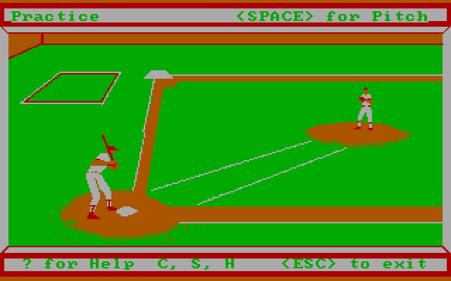 Dave Winfield's Batter Up! IBM PC/Compatibles Screenshot: Press space for a pitch...