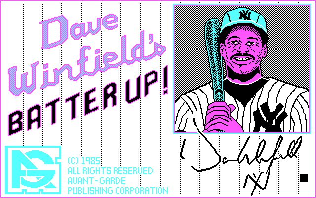 Dave Winfield's Batter Up! IBM PC/Compatibles Screenshot: Title screen.