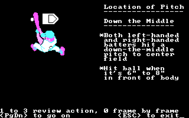 Dave Winfield's Batter Up! IBM PC/Compatibles Screenshot: Location of pitch.