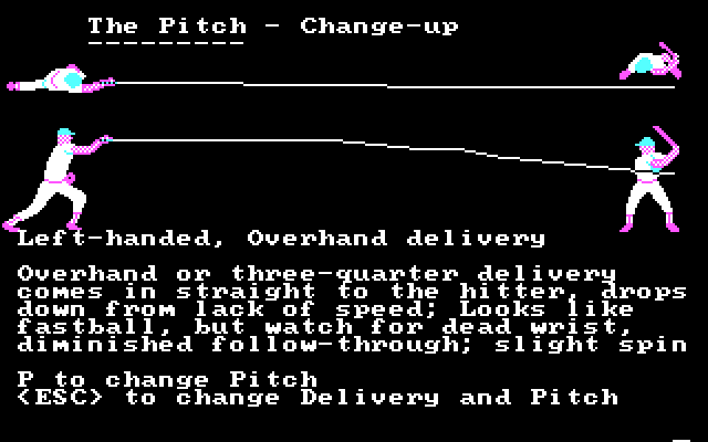 Dave Winfield's Batter Up! IBM PC/Compatibles Screenshot: Learning about the change-up...
