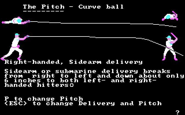 Dave Winfield's Batter Up! IBM PC/Compatibles Screenshot: Here's the curve ball.
