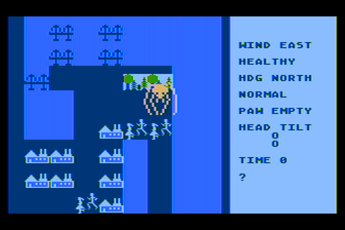 Crush, Crumble and Chomp! Atari 8-bit Screenshot: Terrified civilians run away!