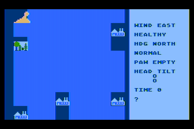 Crush, Crumble and Chomp! Atari 8-bit Screenshot: The Glob is ready to attack Tokyo.