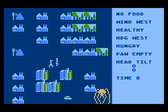 Crush, Crumble and Chomp! Atari 8-bit Screenshot: Each city spans several screens.