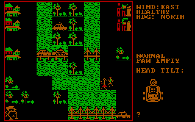 Crush, Crumble and Chomp! IBM PC/Compatibles Screenshot: A giant mechanoid monster enters the city...
