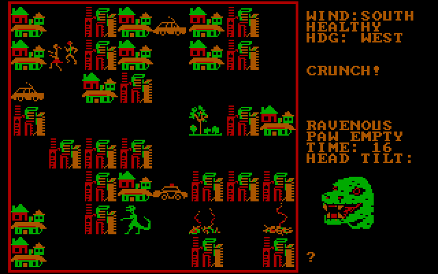 Crush, Crumble and Chomp! IBM PC/Compatibles Screenshot: Rampaging through downtown New York...