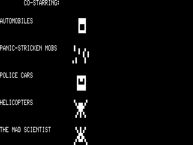 Crush, Crumble and Chomp! TRS-80 Screenshot: Co-starring...