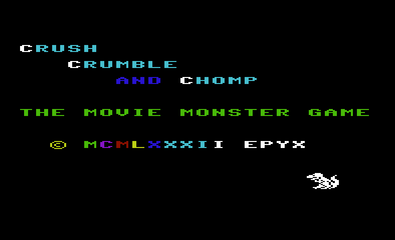 Crush, Crumble and Chomp! Commodore VIC-20 Screenshot: Title screen.