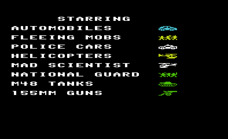 Crush, Crumble and Chomp! Commodore VIC-20 Screenshot: Starring...