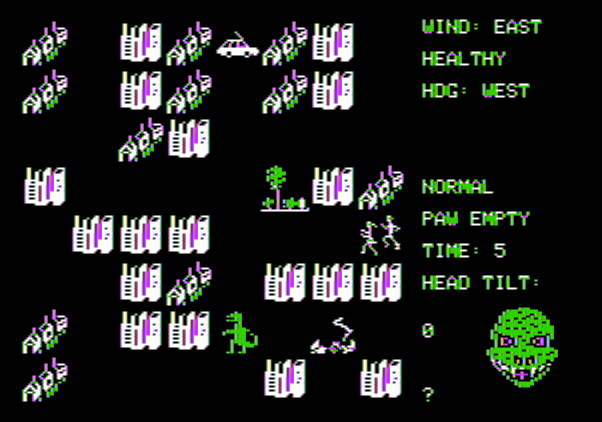 Crush, Crumble and Chomp! Apple II Screenshot: Trashing the city...