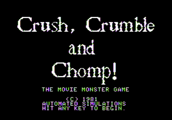 Crush, Crumble and Chomp! Apple II Screenshot: Title screen.